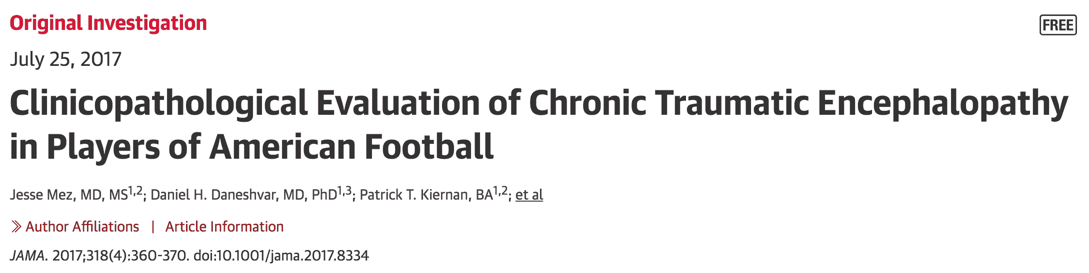 Chronic Traumatic Encephalopathy (CTE) - A Disease of Athletes